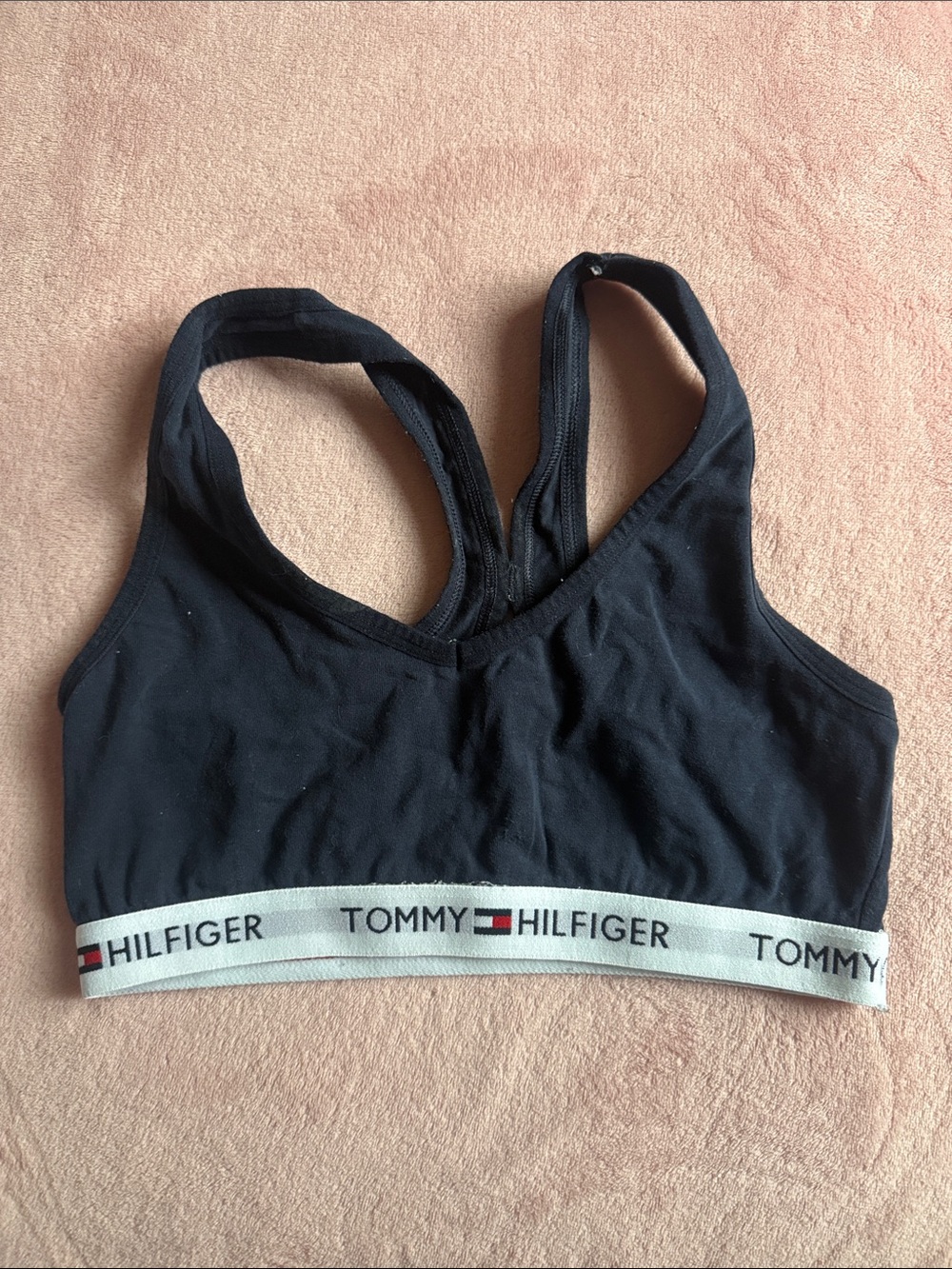 Tommy Hilfiger Black Sports Bralette with White Branded Band